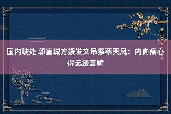 国内破处 郭富城方媛发文吊祭蔡天凤：内肉痛心得无法言喻