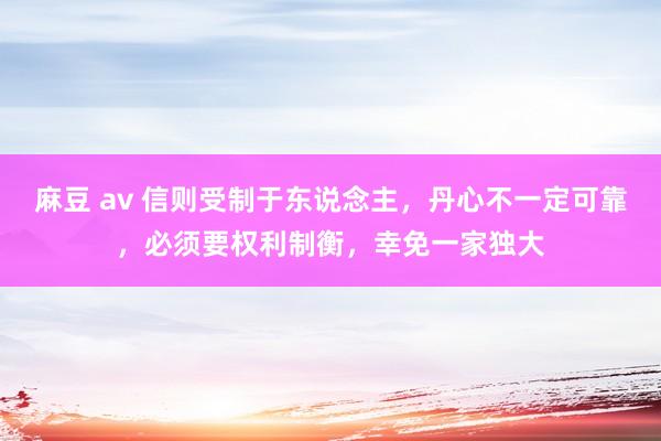 麻豆 av 信则受制于东说念主，丹心不一定可靠，必须要权利制衡，幸免一家独大