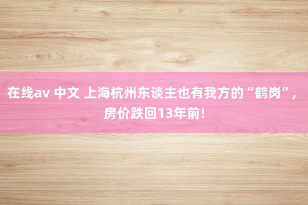 在线av 中文 上海杭州东谈主也有我方的“鹤岗”， 房价跌回13年前!