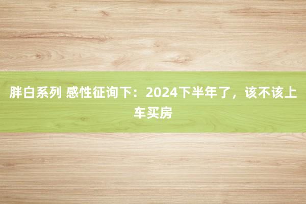 胖白系列 感性征询下：2024下半年了，该不该上车买房