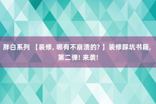 胖白系列 【装修， 哪有不崩溃的? 】装修踩坑书籍， 第二弹! 来袭!