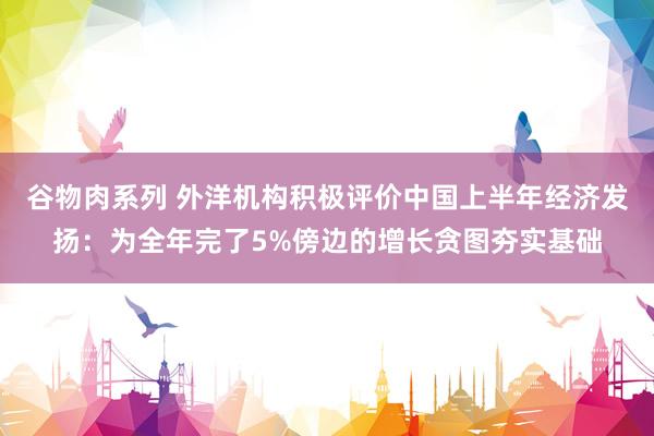 谷物肉系列 外洋机构积极评价中国上半年经济发扬：为全年完了5%傍边的增长贪图夯实基础