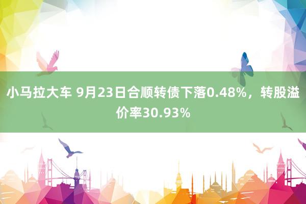 小马拉大车 9月23日合顺转债下落0.48%，转股溢价率30.93%