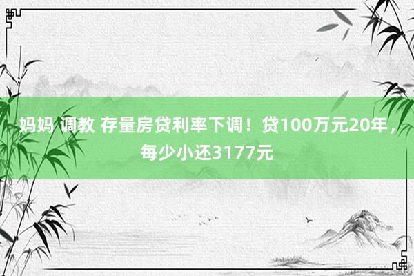 妈妈 调教 存量房贷利率下调！贷100万元20年，每少小还3177元