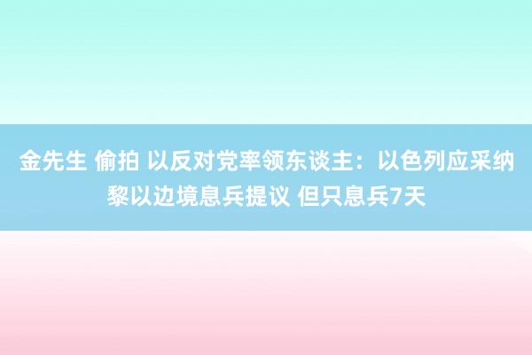 金先生 偷拍 以反对党率领东谈主：以色列应采纳黎以边境息兵提议 但只息兵7天