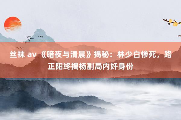 丝袜 av 《暗夜与清晨》揭秘：林少白惨死，路正阳终揭杨副局内奸身份