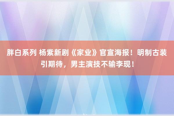 胖白系列 杨紫新剧《家业》官宣海报！明制古装引期待，男主演技不输李现！