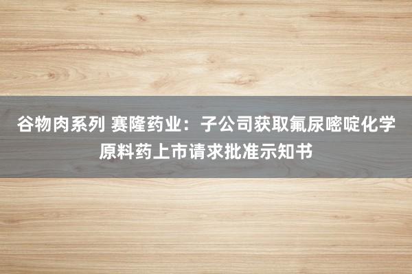 谷物肉系列 赛隆药业：子公司获取氟尿嘧啶化学原料药上市请求批准示知书