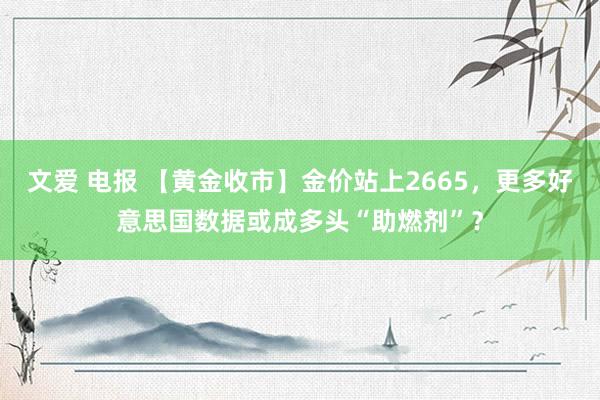 文爱 电报 【黄金收市】金价站上2665，更多好意思国数据或成多头“助燃剂”？