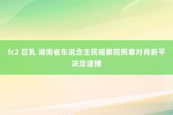 fc2 巨乳 湖南省东说念主民稽察院照章对肖新平决定逮捕