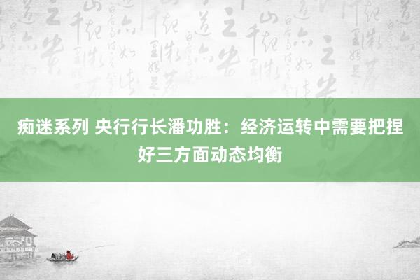 痴迷系列 央行行长潘功胜：经济运转中需要把捏好三方面动态均衡