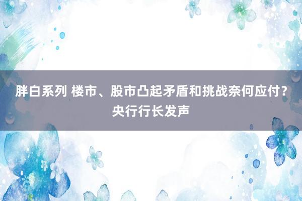 胖白系列 楼市、股市凸起矛盾和挑战奈何应付？央行行长发声