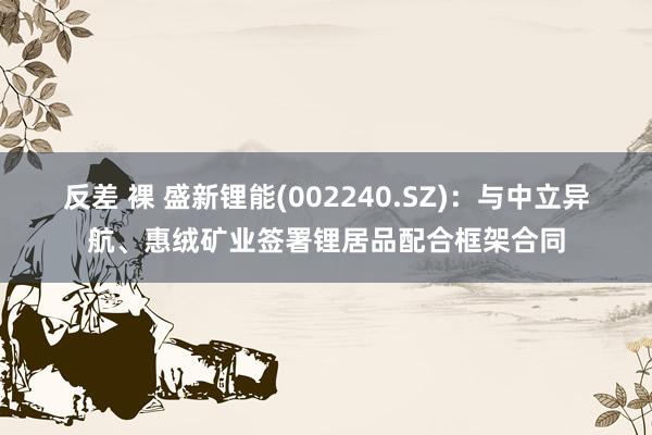 反差 裸 盛新锂能(002240.SZ)：与中立异航、惠绒矿业签署锂居品配合框架合同