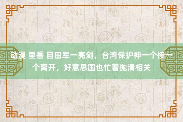 动漫 里番 目田军一亮剑，台湾保护神一个接一个离开，好意思国也忙着抛清相关