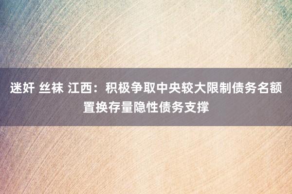 迷奸 丝袜 江西：积极争取中央较大限制债务名额置换存量隐性债务支撑