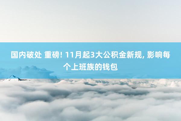 国内破处 重磅! 11月起3大公积金新规， 影响每个上班族的钱包