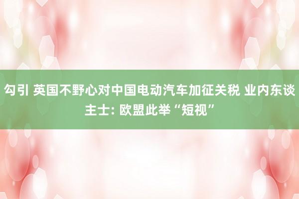 勾引 英国不野心对中国电动汽车加征关税 业内东谈主士: 欧盟此举“短视”