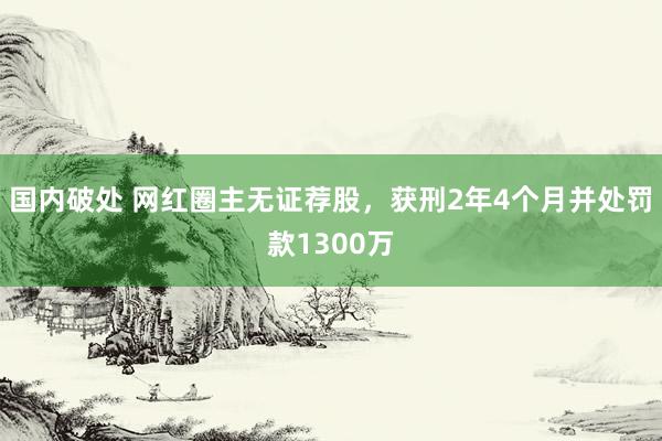 国内破处 网红圈主无证荐股，获刑2年4个月并处罚款1300万