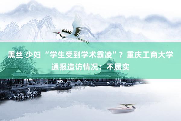 黑丝 少妇 “学生受到学术霸凌”？重庆工商大学通报造访情况：不属实