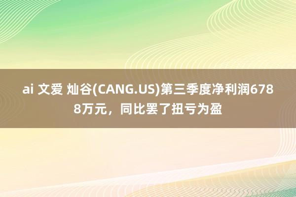 ai 文爱 灿谷(CANG.US)第三季度净利润6788万元，同比罢了扭亏为盈