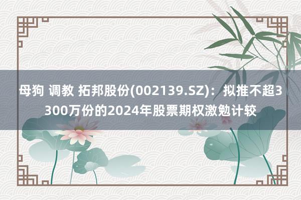 母狗 调教 拓邦股份(002139.SZ)：拟推不超3300万份的2024年股票期权激勉计较