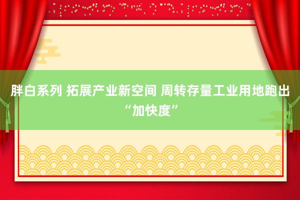 胖白系列 拓展产业新空间 周转存量工业用地跑出“加快度”