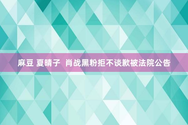 麻豆 夏晴子  肖战黑粉拒不谈歉被法院公告