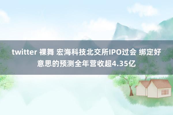 twitter 裸舞 宏海科技北交所IPO过会 绑定好意思的预测全年营收超4.35亿