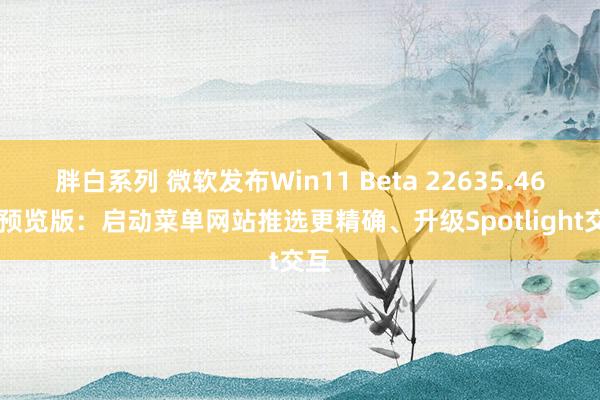 胖白系列 微软发布Win11 Beta 22635.4655预览版：启动菜单网站推选更精确、升级Spotlight交互