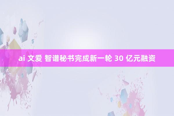 ai 文爱 智谱秘书完成新一轮 30 亿元融资