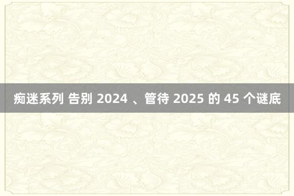 痴迷系列 告别 2024 、管待 2025 的 45 个谜底