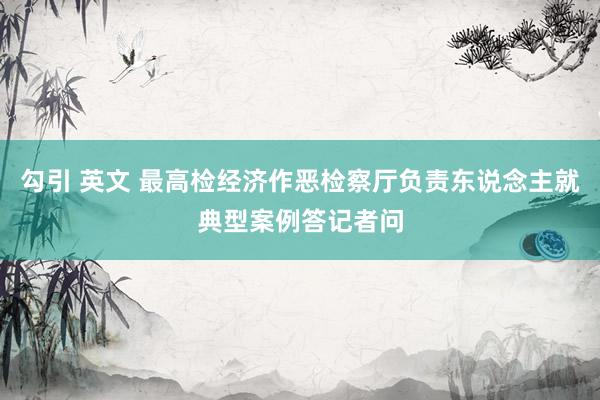 勾引 英文 最高检经济作恶检察厅负责东说念主就典型案例答记者问