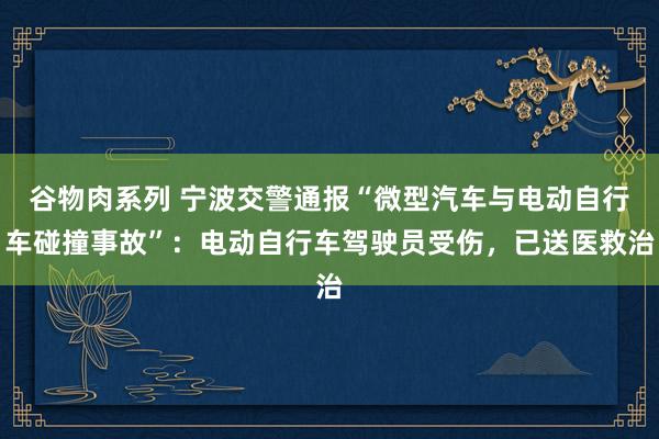 谷物肉系列 宁波交警通报“微型汽车与电动自行车碰撞事故”：电动自行车驾驶员受伤，已送医救治