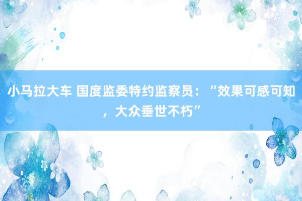 小马拉大车 国度监委特约监察员：“效果可感可知，大众垂世不朽”