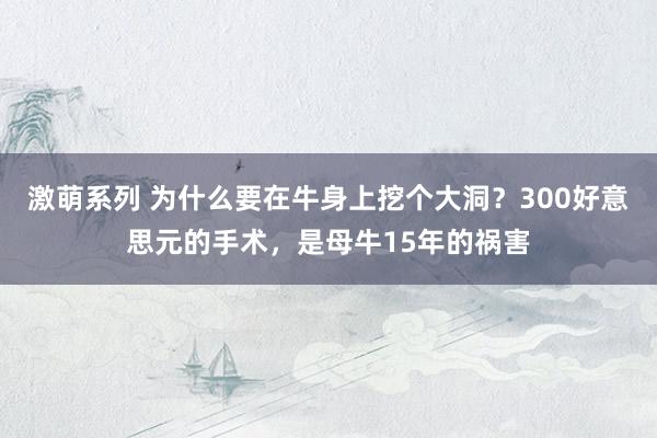 激萌系列 为什么要在牛身上挖个大洞？300好意思元的手术，是母牛15年的祸害