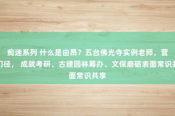 痴迷系列 什么是由昂？五台佛光寺实例老师，营造门径， 成就考研、古建园林筹办、文保磨砺表面常识共享