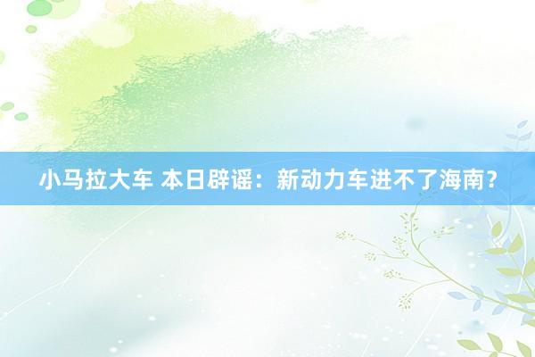 小马拉大车 本日辟谣：新动力车进不了海南？